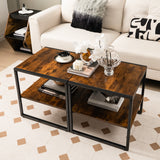 NNECW Set of 2 Industrial Coffee Tables for Living Room Bedroom Hallway