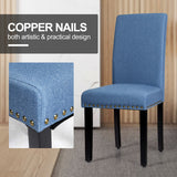 NNECW 2 Pieces Fabric Dining Chairs with Upholstered Seat &amp Nailhead Trim-Blue