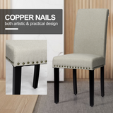 NNECW 2 Pieces Fabric Dining Chairs with Upholstered Seat &amp Nailhead Trim-Beige