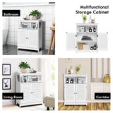NNECW Wooden Storage Cabinet with Lamellar Doors and Shelf for Bathroom