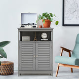NNECW Storage Cabinet with Lamellar Doors and Shelf for Bathroom