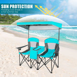 NNECW 2-Person Folding Canopy Chairs with Sun Shade for Beach