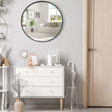 NNECW 60cm Round Wall Mirror with Metal Frame for Washroom