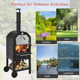 NNECW 3-in-1 Pizza Oven Wood Fired Portable Outdoor BBQ Grill Smoker Pizza Maker