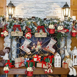 NNETM 24-Piece Dwarf Christmas Red Wooden Hanging Pendants