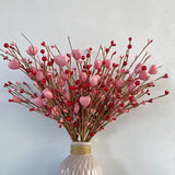 NNETM 8pcs Heart-shaped Pink and Red Berry Stems