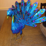 NNETM Exquisite Painted Peacock Garden Sculpture - Elegant Metal Animal Figurine for Easter