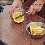 NNETM 1 Set Outdoor Camping Folding Storage Box with Wooden Lid - Coffee Color