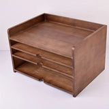 NNETM Vintage Solid Wood A4 Multi-layered File Organizer Box Rack