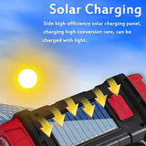 NNETM Red Tactical LED Solar Camping Light - Portable Rechargeable Flashlight