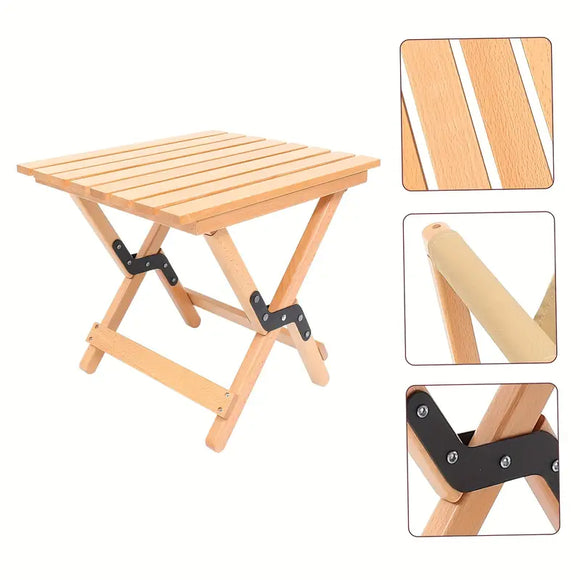 NNETM Portable Folding Wooden Camping Stool