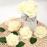 NNETM 50pcs Ivory Artificial Foam Rose Flower Heads - 7.5cm | Elegant Bulk Decor