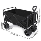 NNETM Heavy Duty Foldable Camping Wagon with Wide Wheels - Black