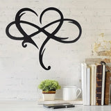 NNETM Infinity Heart Black Heart-Shaped Metal Wall Decor Love Sign Plaque