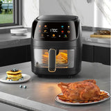 NNETM 6L Large Capacity Visual Air Fryer with Color Touch Screen - Gray-Black