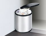 NNEDSZ Swing Pull Out Bin Stainless Steel Garbage Rubbish Waste Trash Can 14L