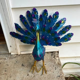 NNETM Exquisite Painted Peacock Garden Sculpture - Elegant Metal Animal Figurine for Easter