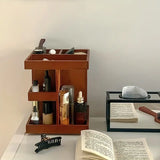 NNETM 360° Rotating Wooden Cosmetic Storage Shelves - Brown Vanity Shelf