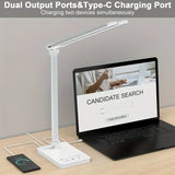 NNETM Adjustable Folding Desk Lamp for Home Office - Modern Double-Arm LED Banker Lamp, White