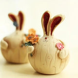 NNETM Easter Resin Decorations - Charming Rabbit Lovers Picking Flowers (Set of 2)