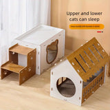 NNETM Villa-Style Cat Scratcher Cardboard House - Plaid Pattern