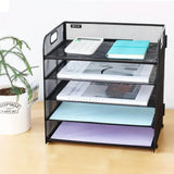 NNETM Black Mesh Desktop File Organizer - 5-Layer, Portable and Sleek Design