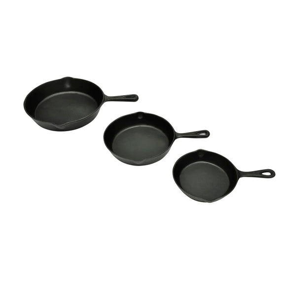 NNEVL Set of 3 BBQ Steak Pans Cast Iron