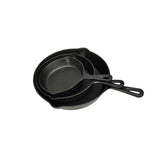NNEVL Set of 3 BBQ Steak Pans Cast Iron