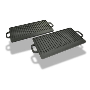 NNEVL Set of 2 BBQ/Pizza Platter Grill Plate Cast Iron Rever