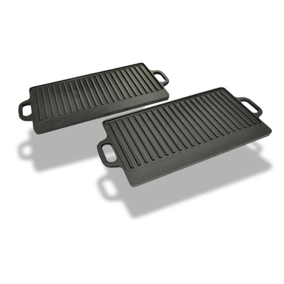 NNEVL Set of 2 BBQ/Pizza Platter Grill Plate Cast Iron Rever