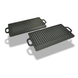NNEVL Set of 2 BBQ/Pizza Platter Grill Plate Cast Iron Rever