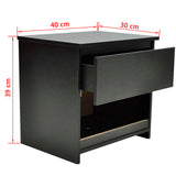 NNEVL Nightstand with One-Drawer Black 2 pcs
