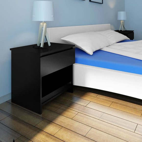 NNEVL Nightstand with One-Drawer Black 2 pcs