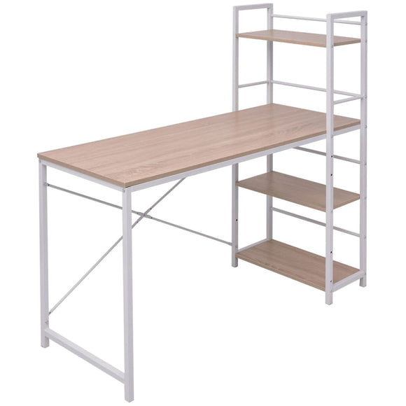 NNEVL Desk with 4-Tier Bookcase Oak