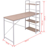NNEVL Desk with 4-Tier Bookcase Oak