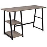 NNEVL Desk with 2 Shelves Grey and Oak
