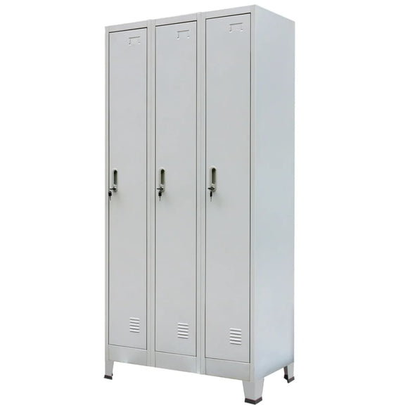 NNEVL Locker Cabinet with 3 Compartments Steel 90x45x180 cm Grey