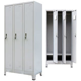 NNEVL Locker Cabinet with 3 Compartments Steel 90x45x180 cm Grey