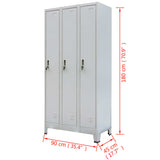 NNEVL Locker Cabinet with 3 Compartments Steel 90x45x180 cm Grey