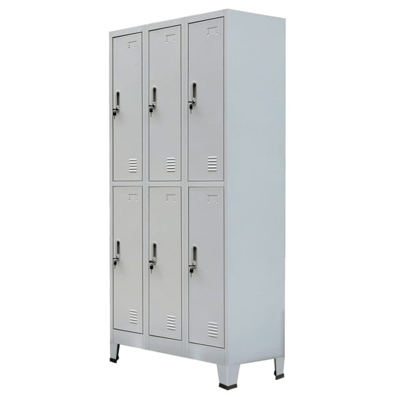 NNEVL Locker Cabinet with 6 Compartments Steel 90x45x180 cm Grey