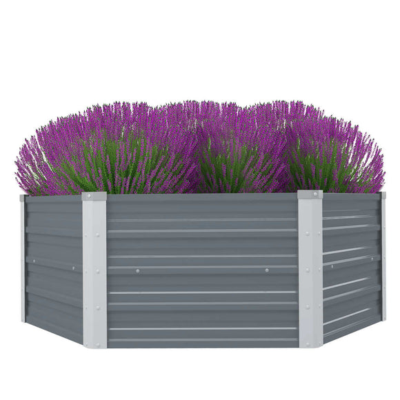 NNEVL Raised Garden Bed 129x129x46 cm Galvanised Steel Grey