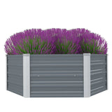 NNEVL Raised Garden Bed 129x129x46 cm Galvanised Steel Grey