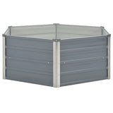 NNEVL Raised Garden Bed 129x129x46 cm Galvanised Steel Grey