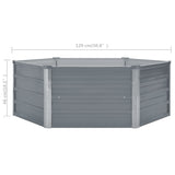 NNEVL Raised Garden Bed 129x129x46 cm Galvanised Steel Grey