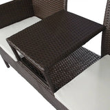 NNEVL 2-Seater Garden Sofa with Tea Table Poly Rattan Brown