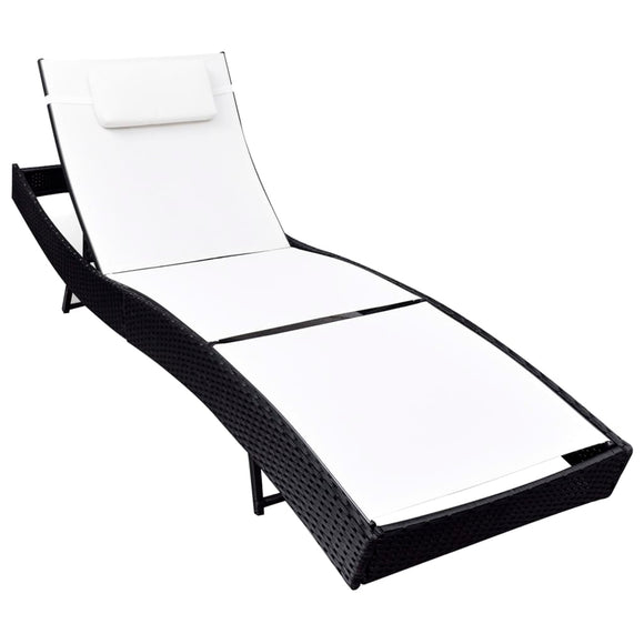 NNEVL Sun Lounger Poly Rattan Black