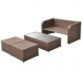 NNEVL 4 Piece Garden Lounge Set with Cushions Poly Rattan Brown