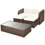 NNEVL 4 Piece Garden Lounge Set with Cushions Poly Rattan Brown