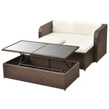 NNEVL 4 Piece Garden Lounge Set with Cushions Poly Rattan Brown