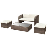 NNEVL 4 Piece Garden Lounge Set with Cushions Poly Rattan Brown